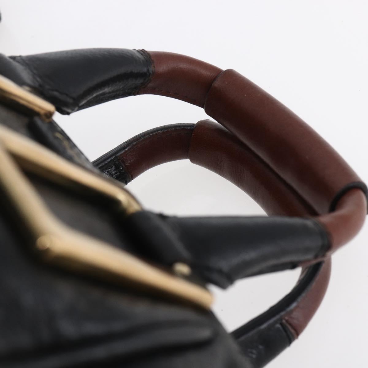 Chloe Etel Hand Bag Leather 2way Black Gold Auth BA8053