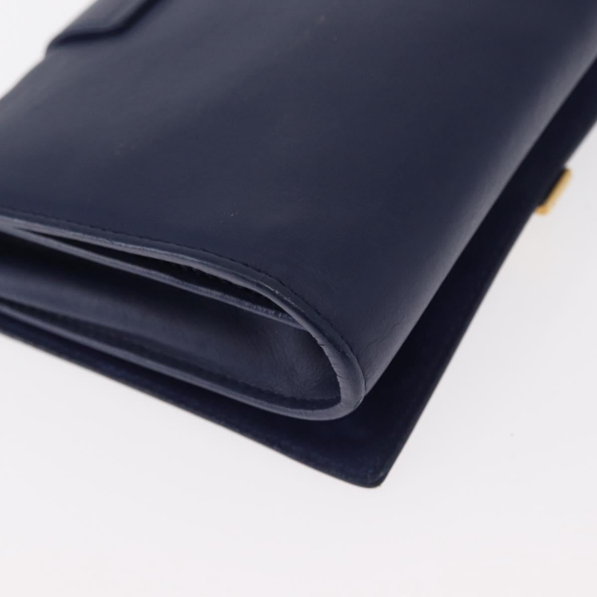 SAINT LAURENT Y Line Chain Satchel Small Bag Leather Blue Gold Auth BA8058