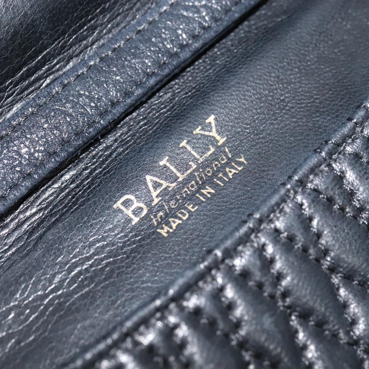 BALLY Quilted Shoulder Bag Leather Black Gold Auth BA806