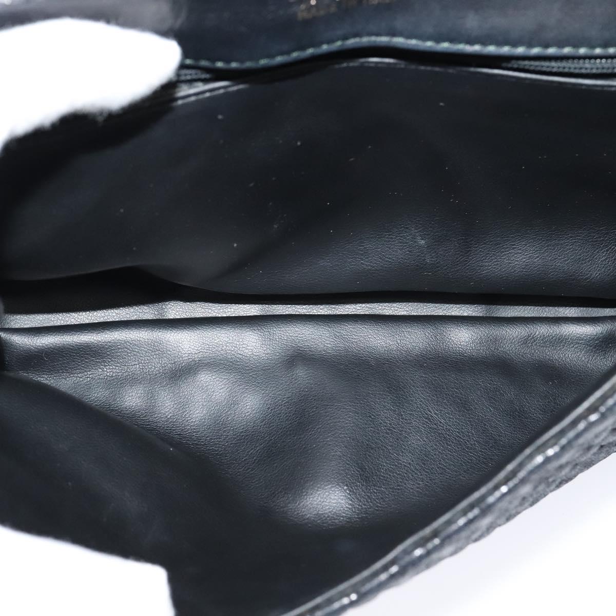 BALLY Quilted Shoulder Bag Leather Black Gold Auth BA806