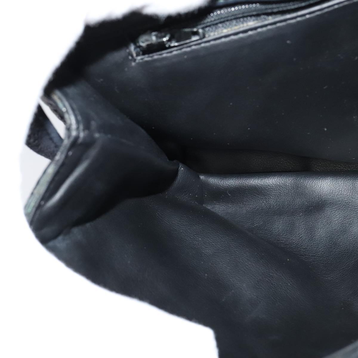 BALLY Quilted Shoulder Bag Leather Black Gold Auth BA806