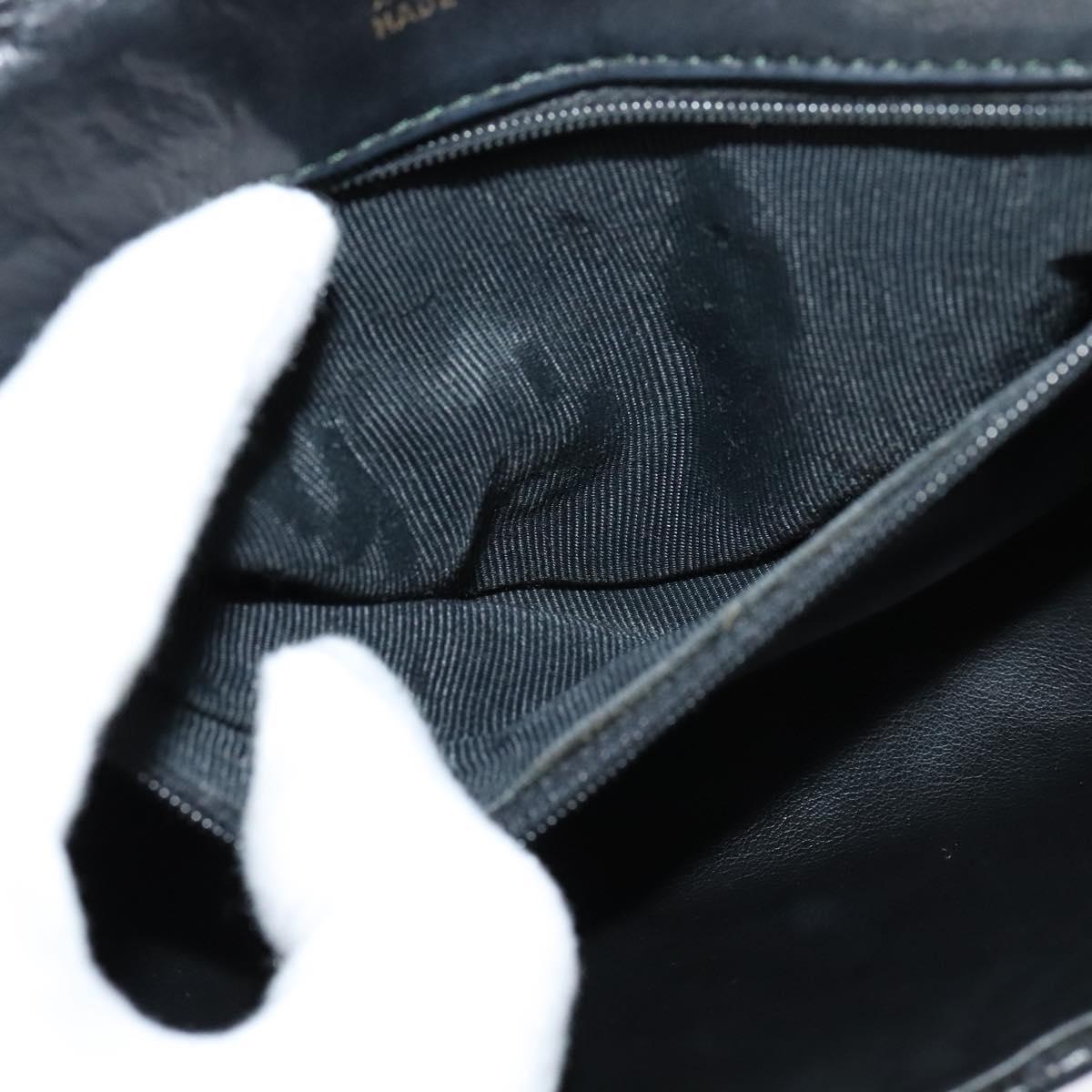 BALLY Quilted Shoulder Bag Leather Black Gold Auth BA806