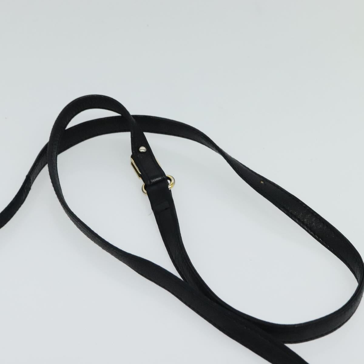 BALLY Quilted Shoulder Bag Leather Black Gold Auth BA806