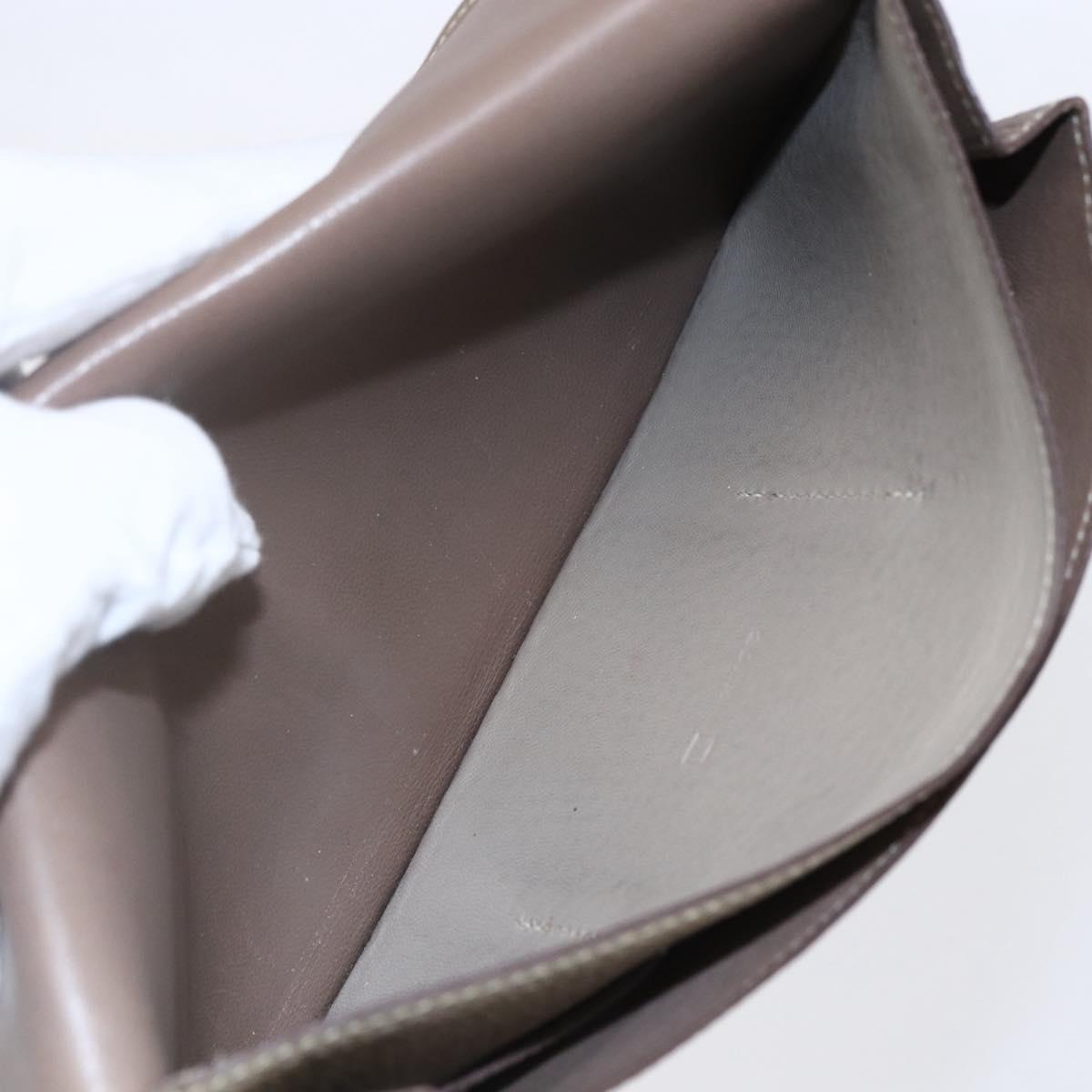 HERMES Dogon Duo GM Wallet Leather Gray Auth BA8060