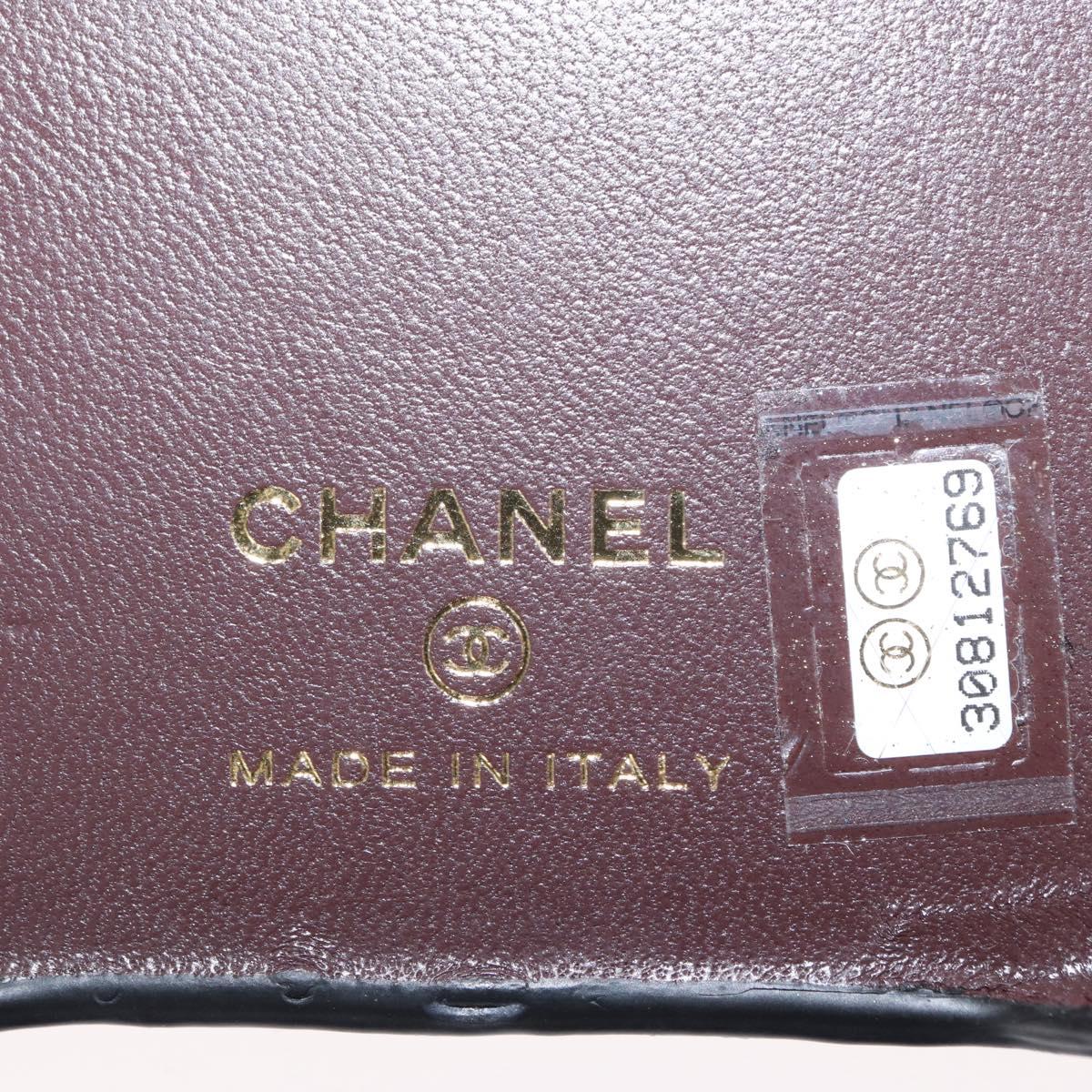 CHANEL Matelasse Chain iPhone 13 Pro Max Case Lamb Skin Black CC Auth BA8062