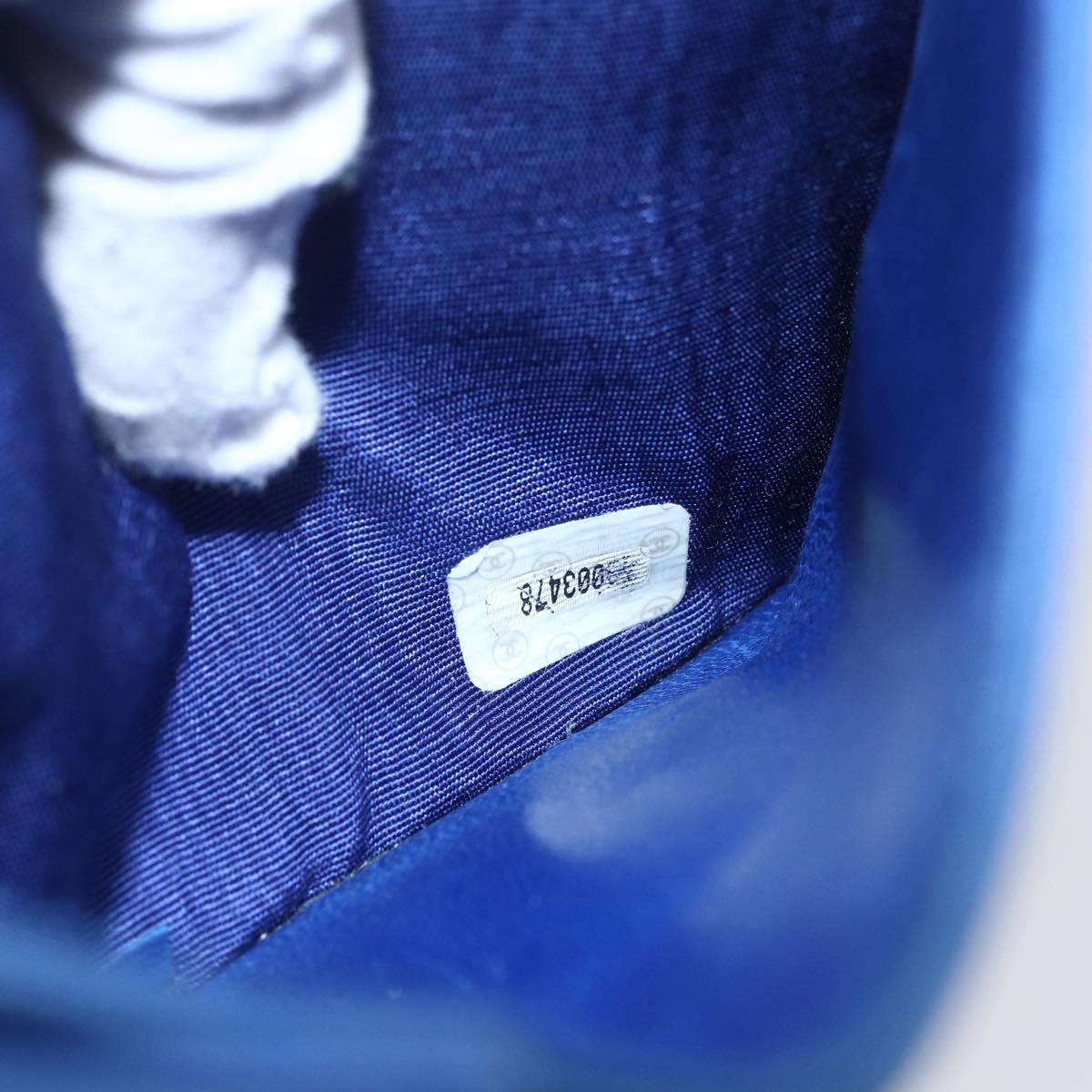 CHANEL Bifold Wallet Lamb Skin Blue CC Auth BA8063