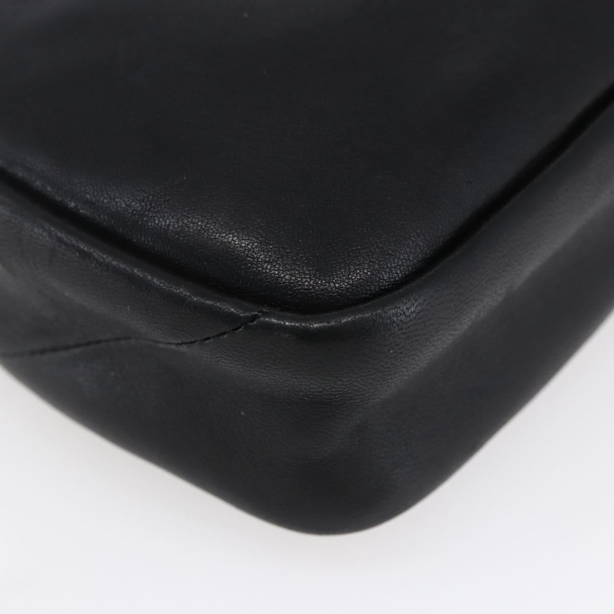 Jimmy Choo Studs Pouch Leather Black Silver Auth BA8065