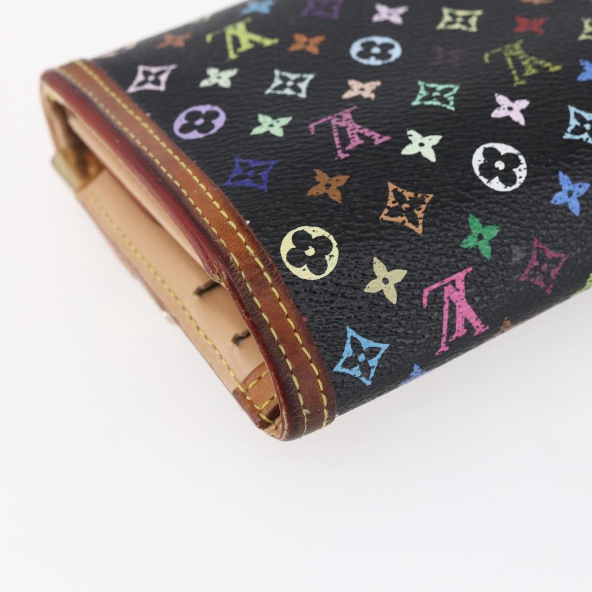 LOUIS VUITTON Monogram Multicolor Porte Tresor Wallet Black M92658 Auth BA8068