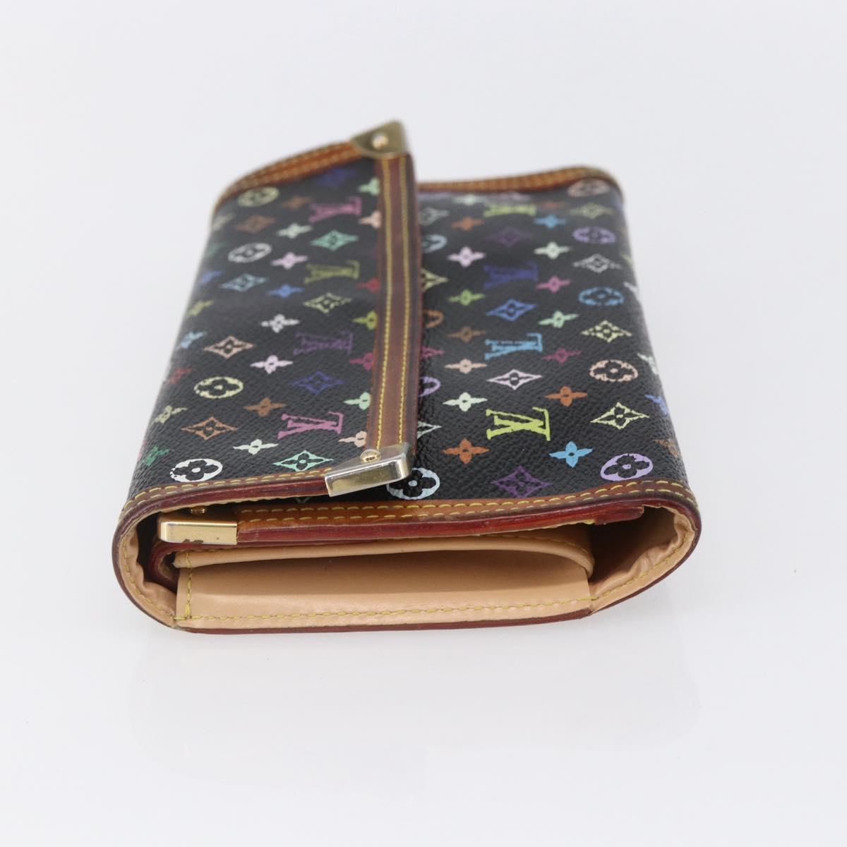 LOUIS VUITTON Monogram Multicolor Porte Tresor Wallet Black M92658 Auth BA8068