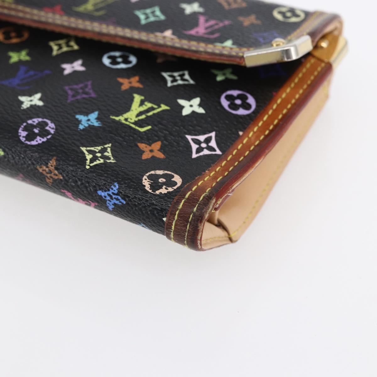 LOUIS VUITTON Monogram Multicolor Porte Tresor Wallet Black M92658 Auth BA8068