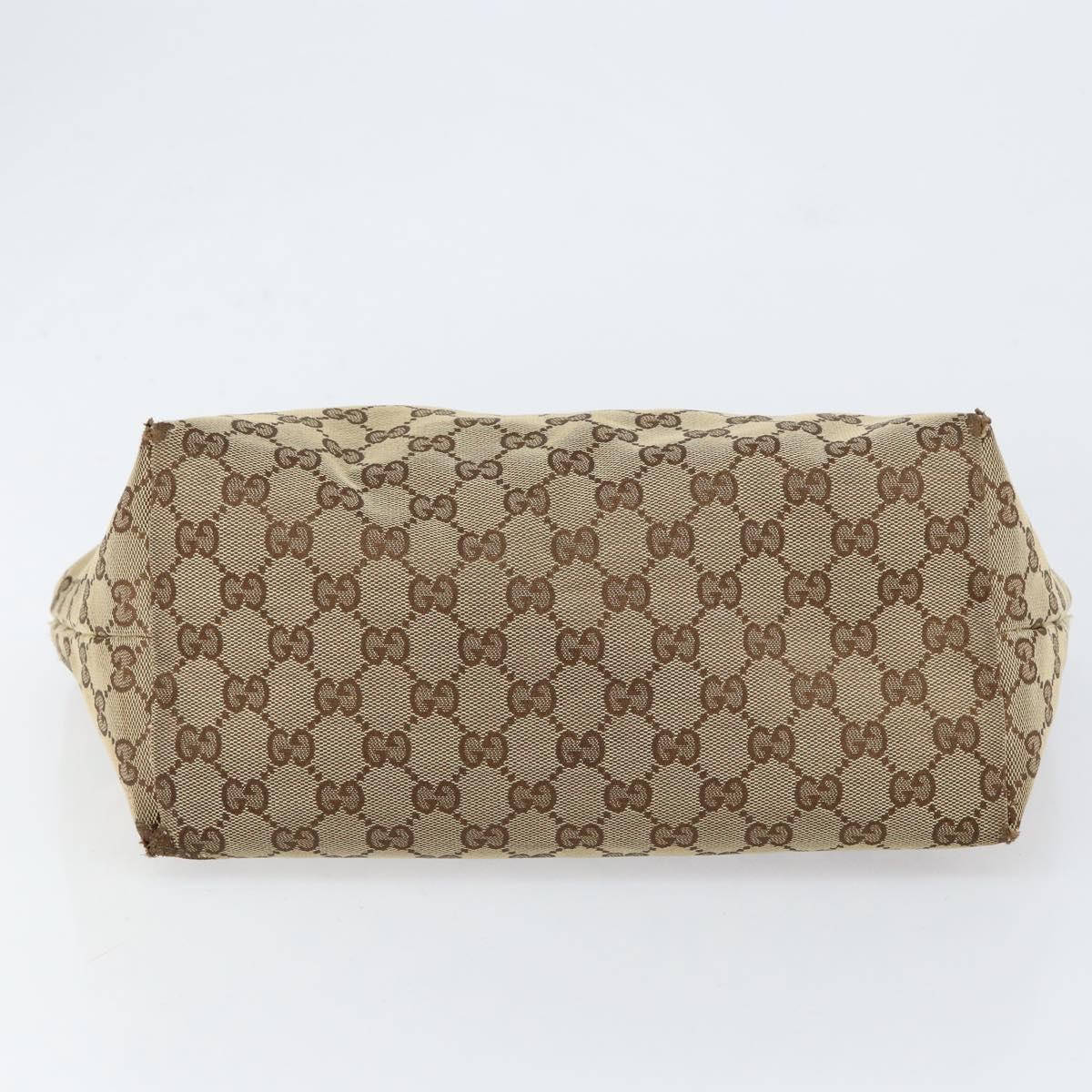 GUCCI GG Canvas Tote Bag Beige Gold 211976 Auth BA8072