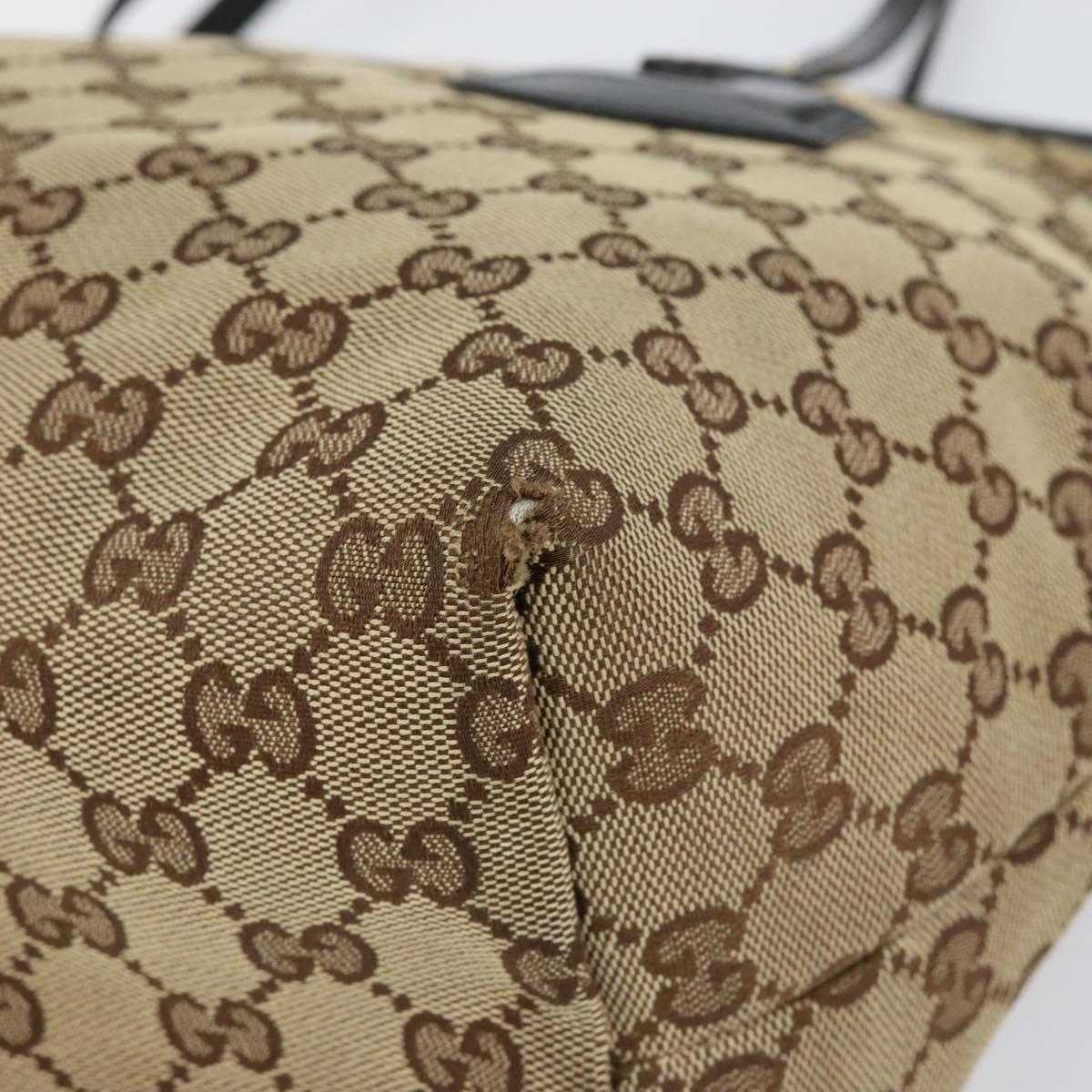 GUCCI GG Canvas Tote Bag Beige Gold 211976 Auth BA8072