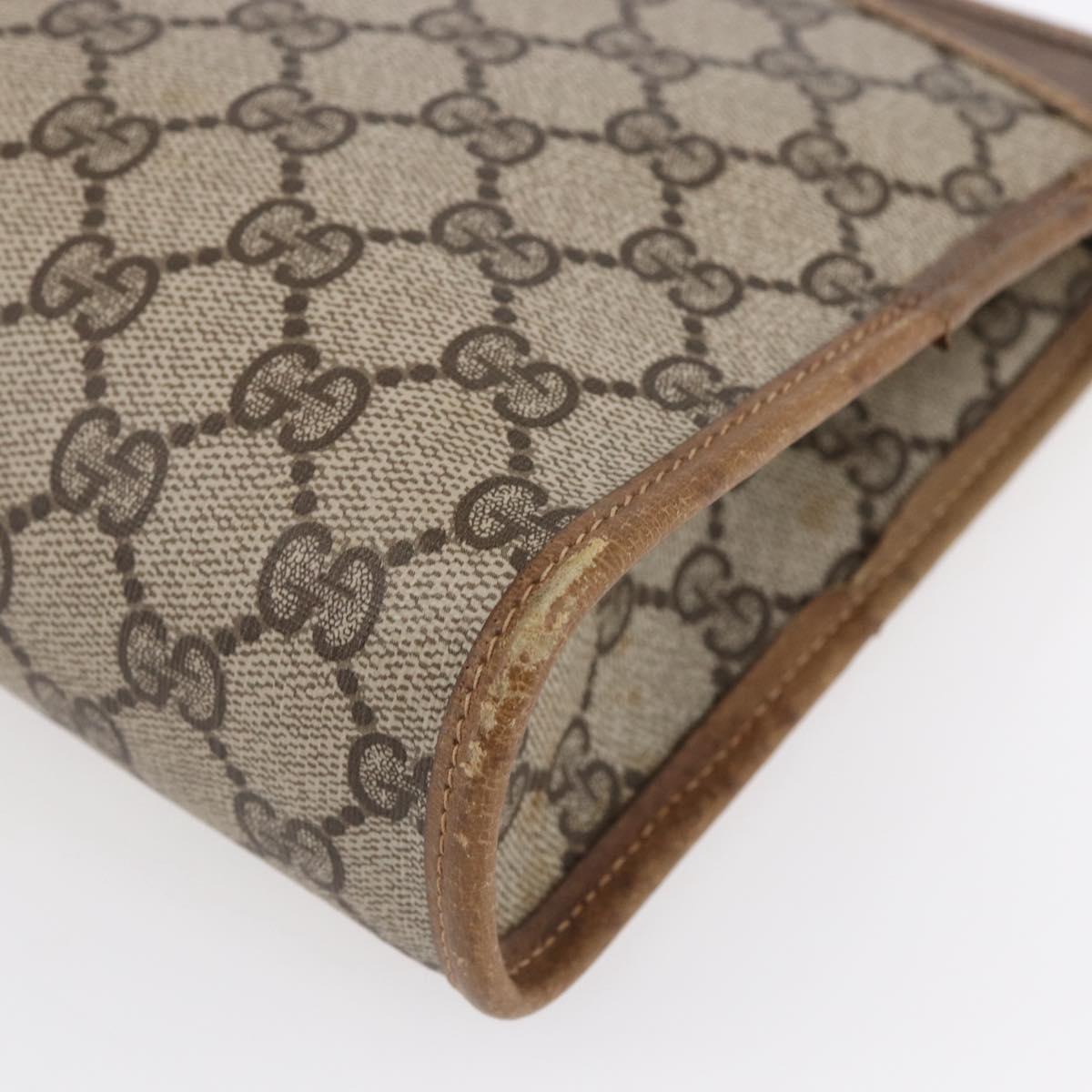 GUCCI GG Supreme Clutch Bag PVC Leather Beige Gold 41 01 037 Auth BA8075