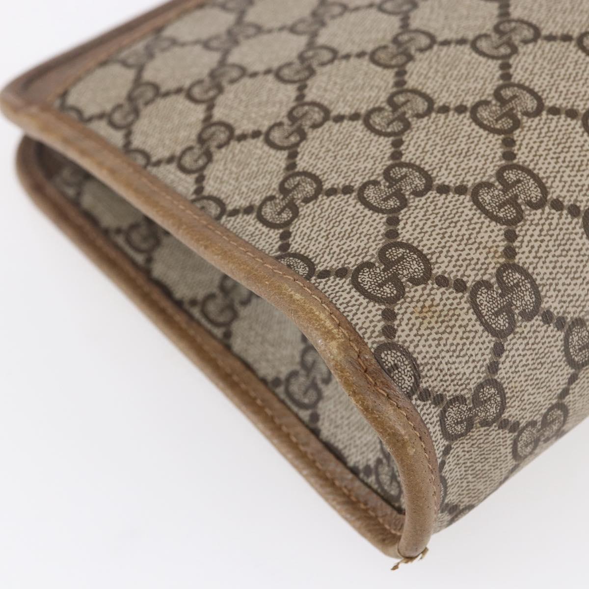 GUCCI GG Supreme Clutch Bag PVC Leather Beige Gold 41 01 037 Auth BA8075