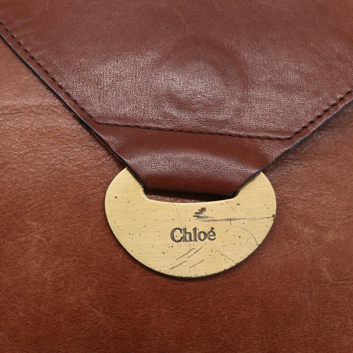 Chloe Shoulder Bag Leather Brown Gold Auth BA8078