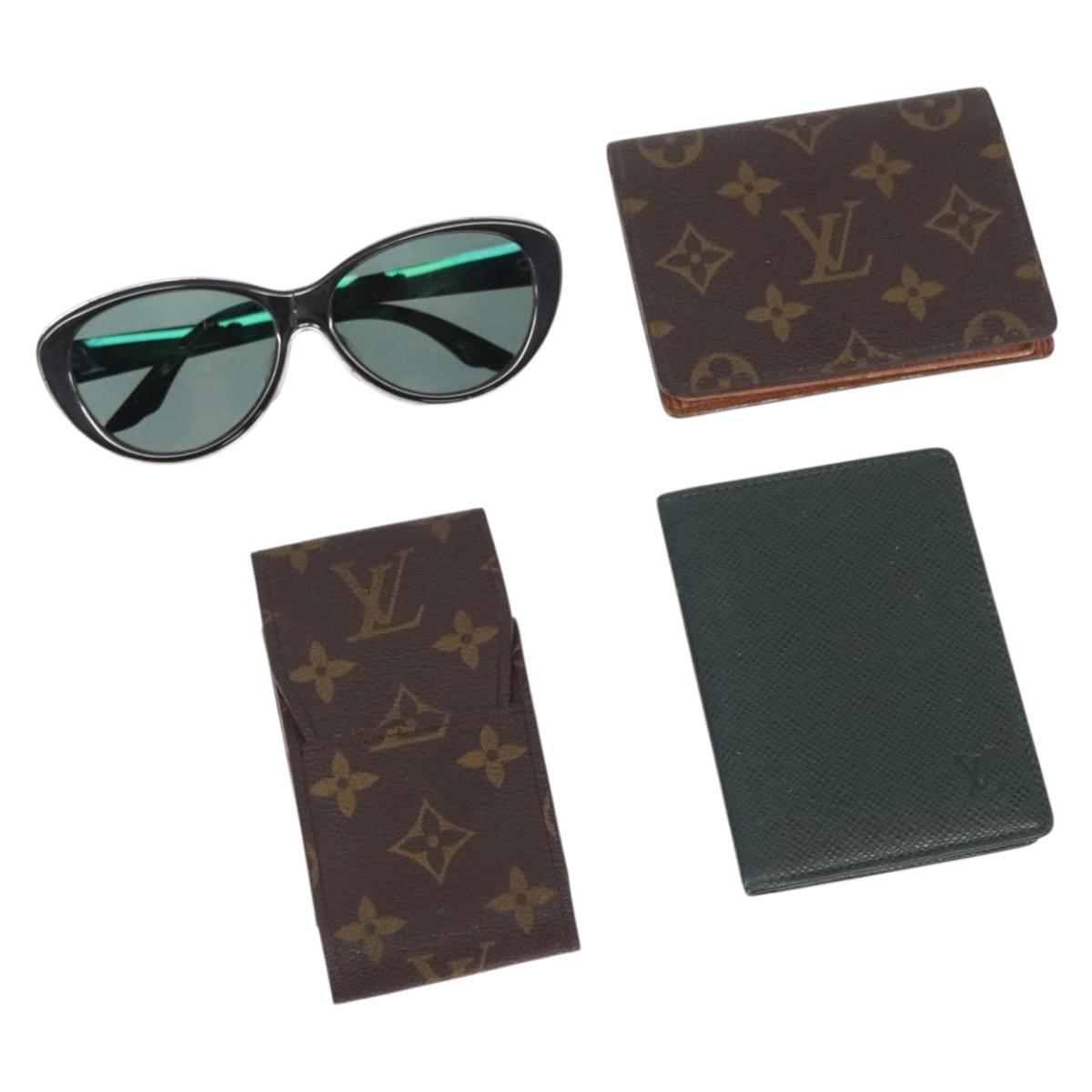 LOUIS VUITTON Christian Dior Sunglasses Wallet Leather 4 Set Green Auth BA8092