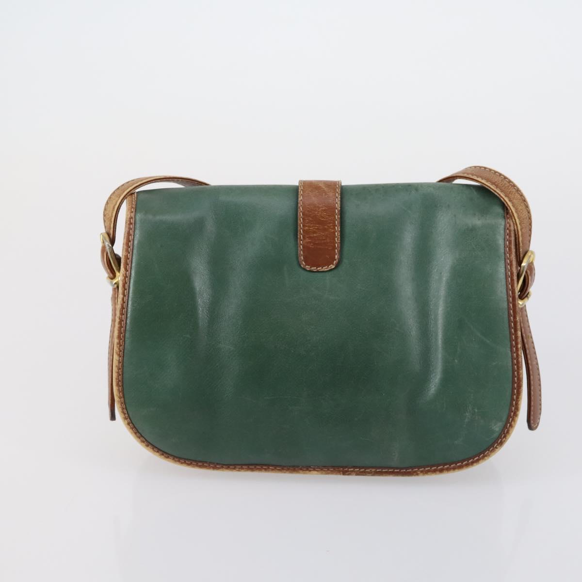 CELINE Givenchy Hand Bag Leather 2 Set Navy Green Auth BA8093