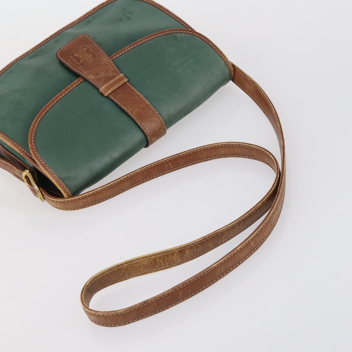 CELINE Givenchy Hand Bag Leather 2 Set Navy Green Auth BA8093