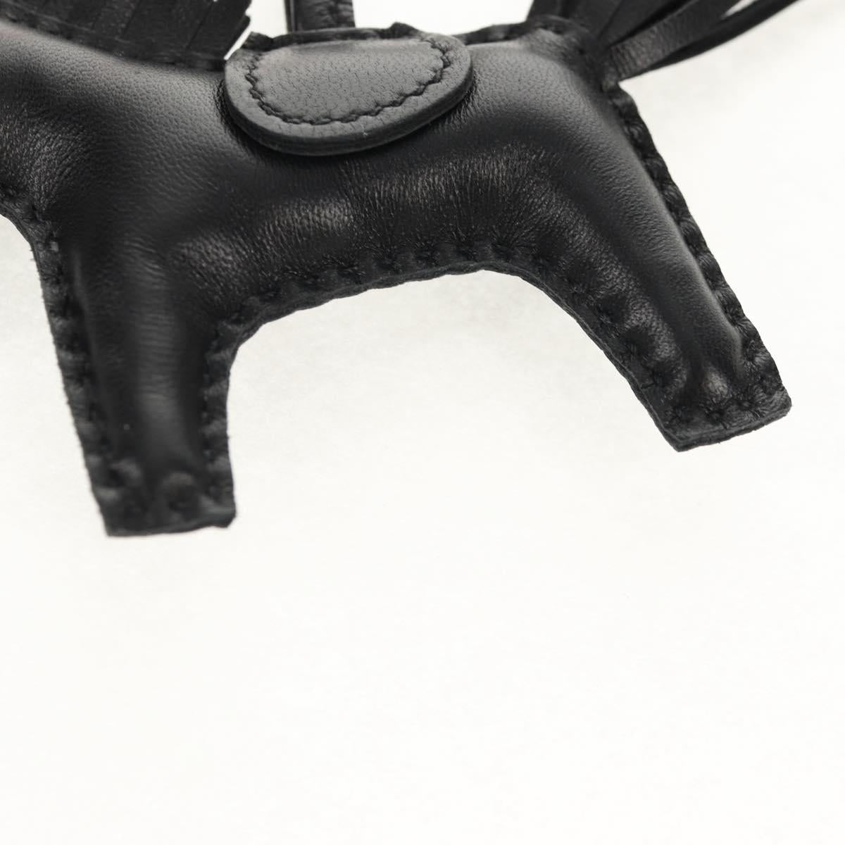 HERMES Rodeo PM Charm Leather Black Auth BA8096M