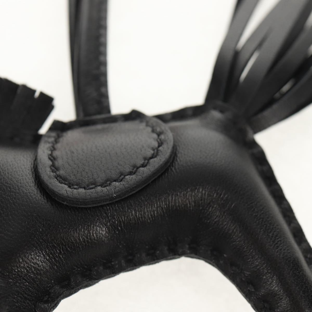 HERMES Rodeo PM Charm Leather Black Auth BA8096M