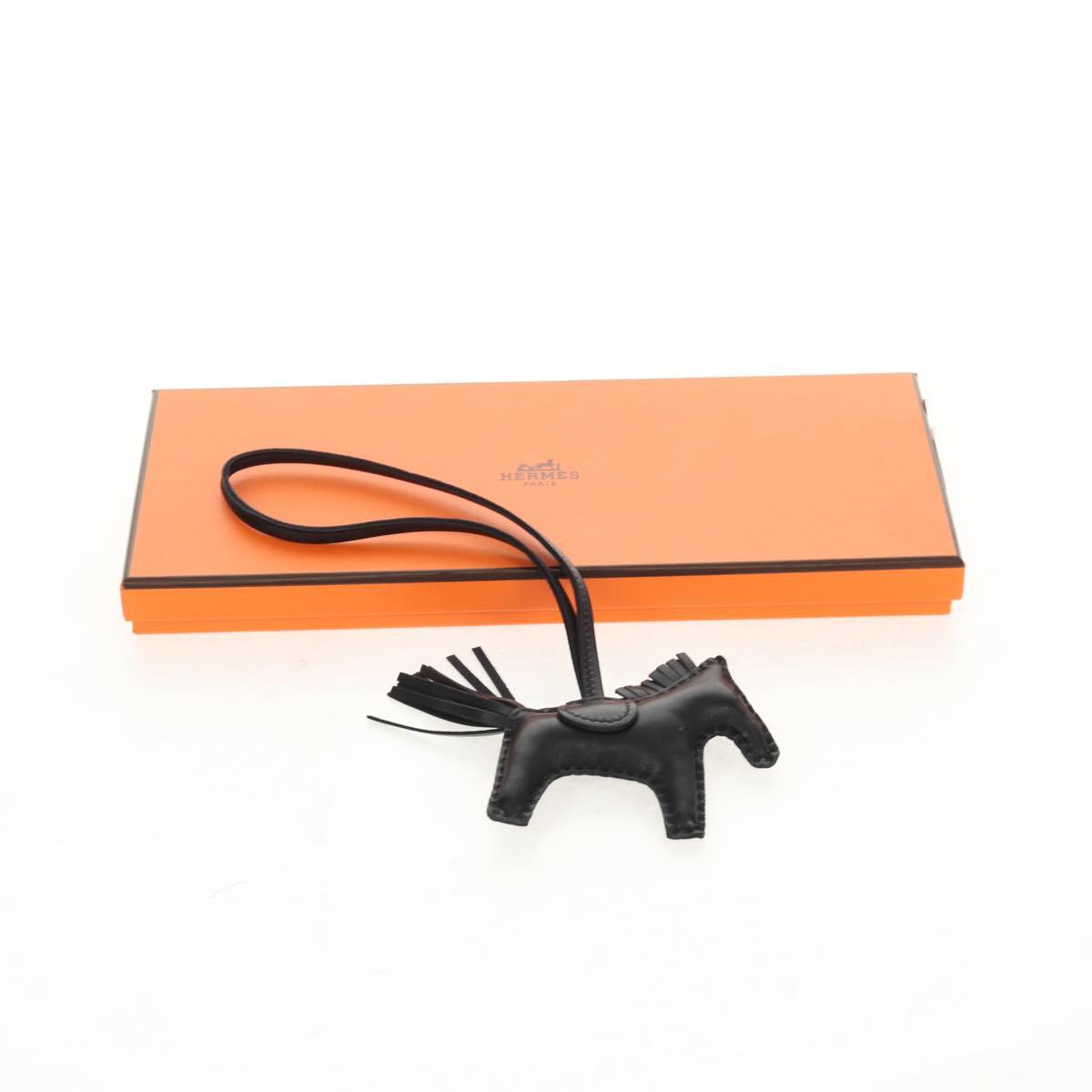 HERMES Rodeo PM Charm Leather Black Auth BA8096M