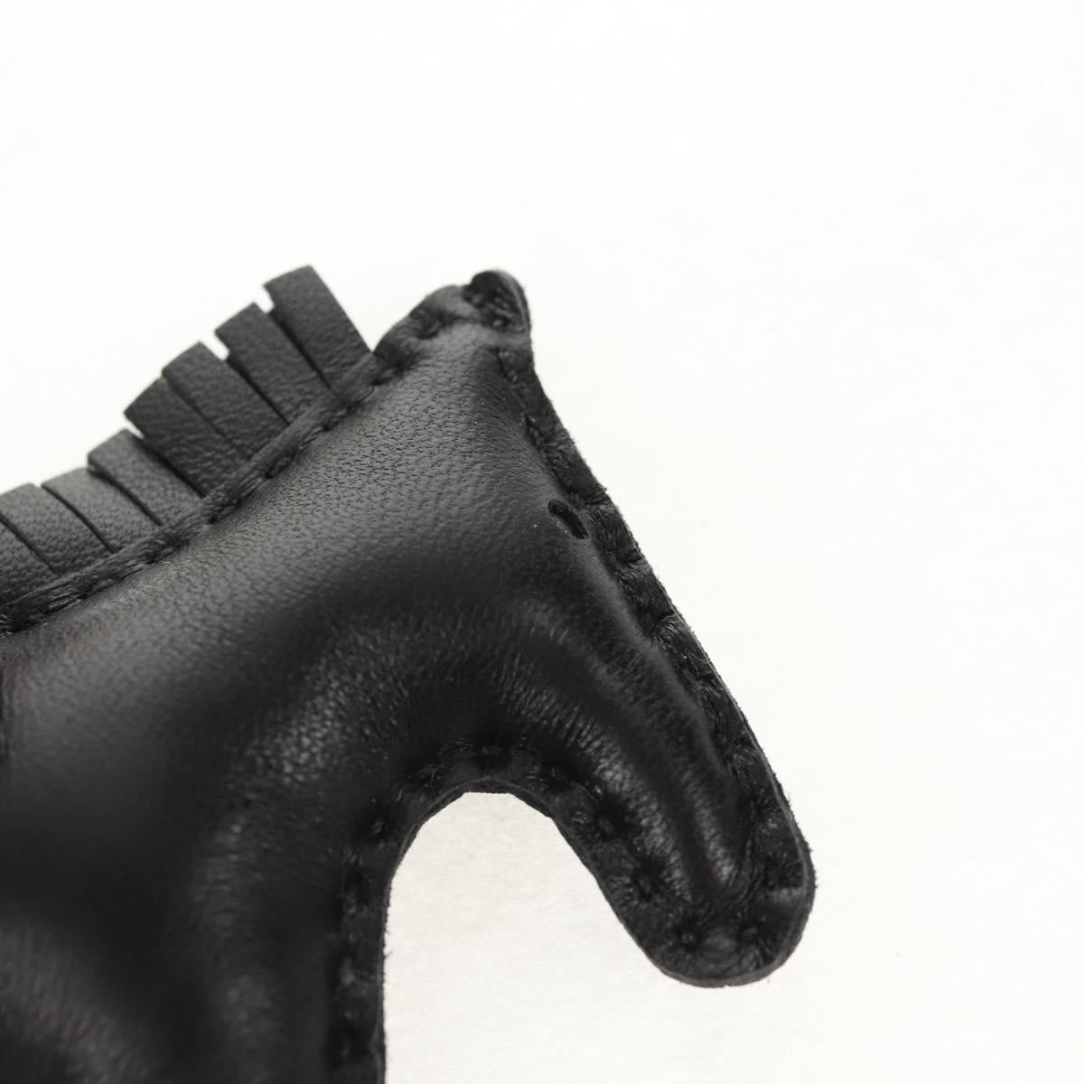 HERMES Rodeo PM Charm Leather Black Auth BA8096M