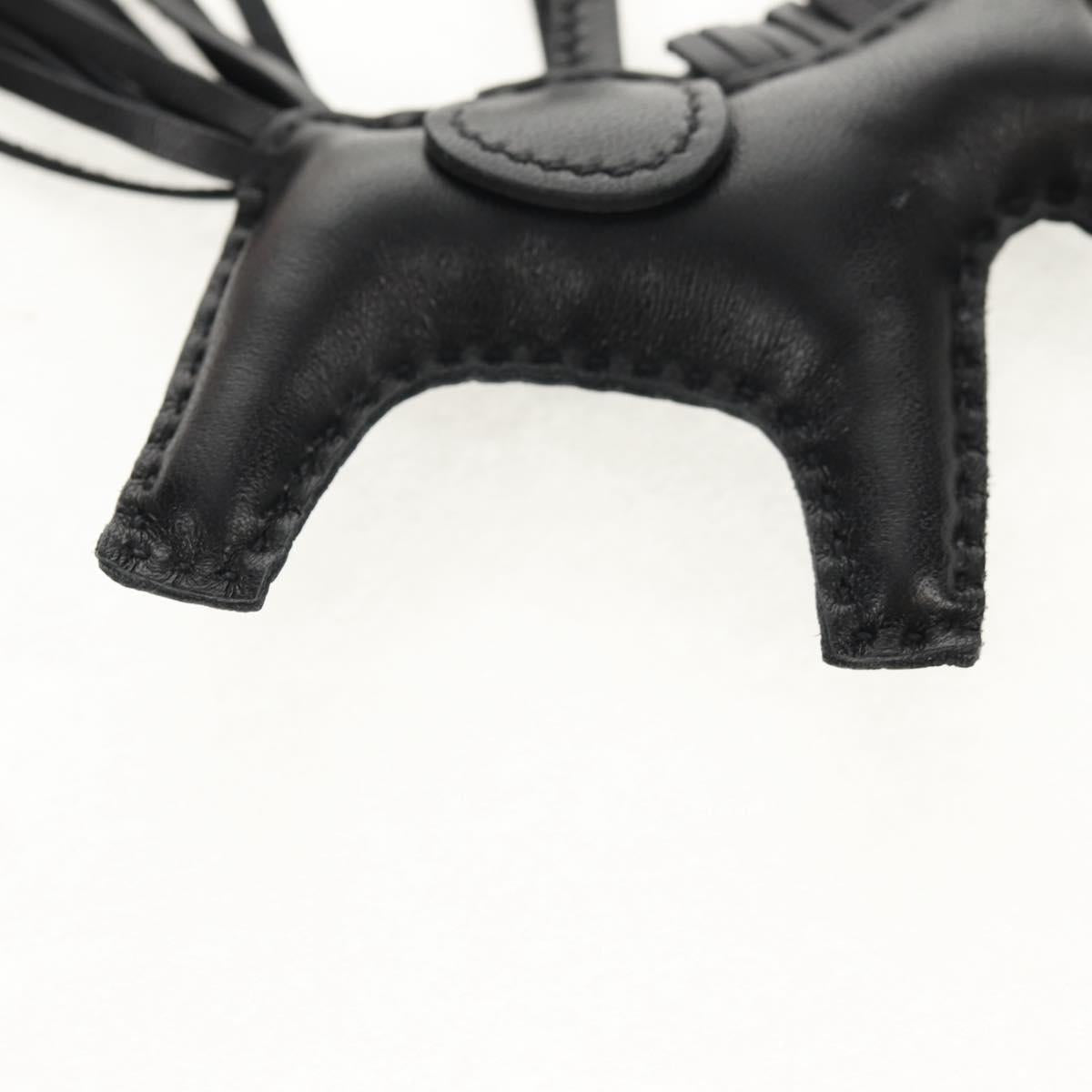 HERMES Rodeo PM Charm Leather Black Auth BA8096M