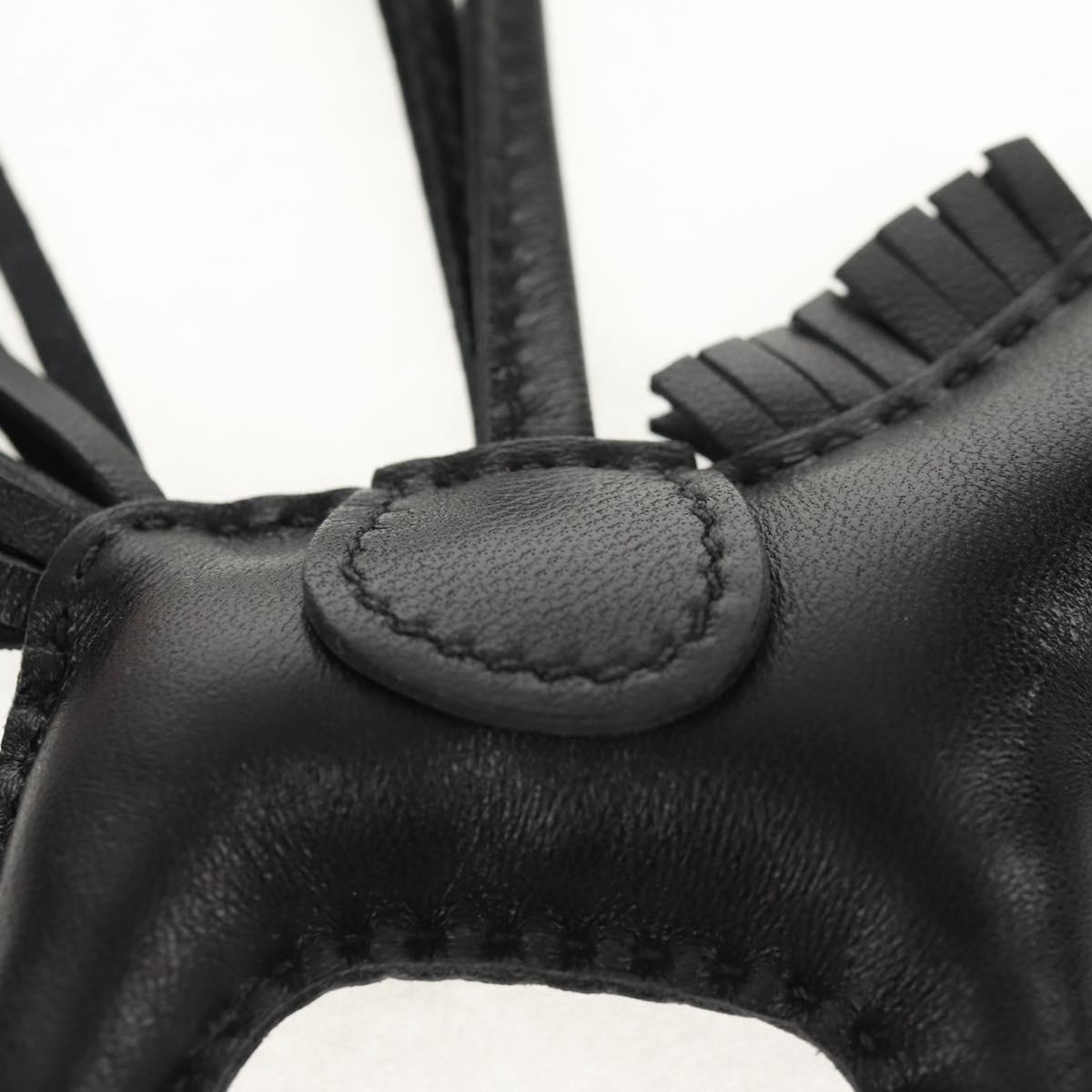 HERMES Rodeo PM Charm Leather Black Auth BA8096M