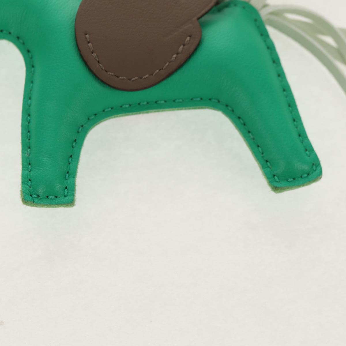 HERMES Rodeo PM Charm Leather Green Brown Auth BA8097M