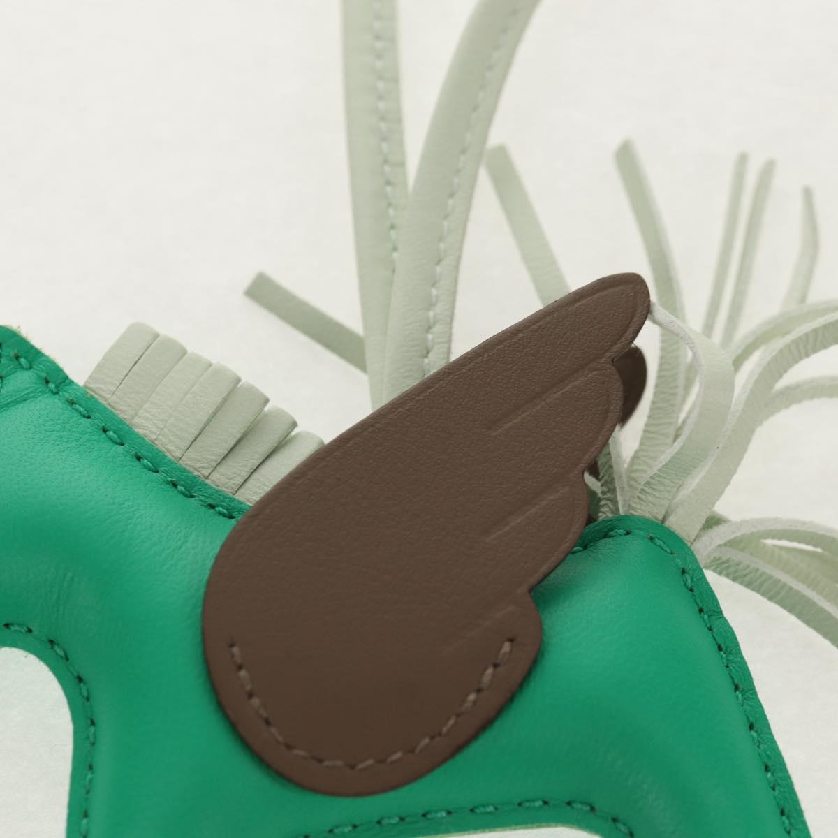 HERMES Rodeo PM Charm Leather Green Brown Auth BA8097M