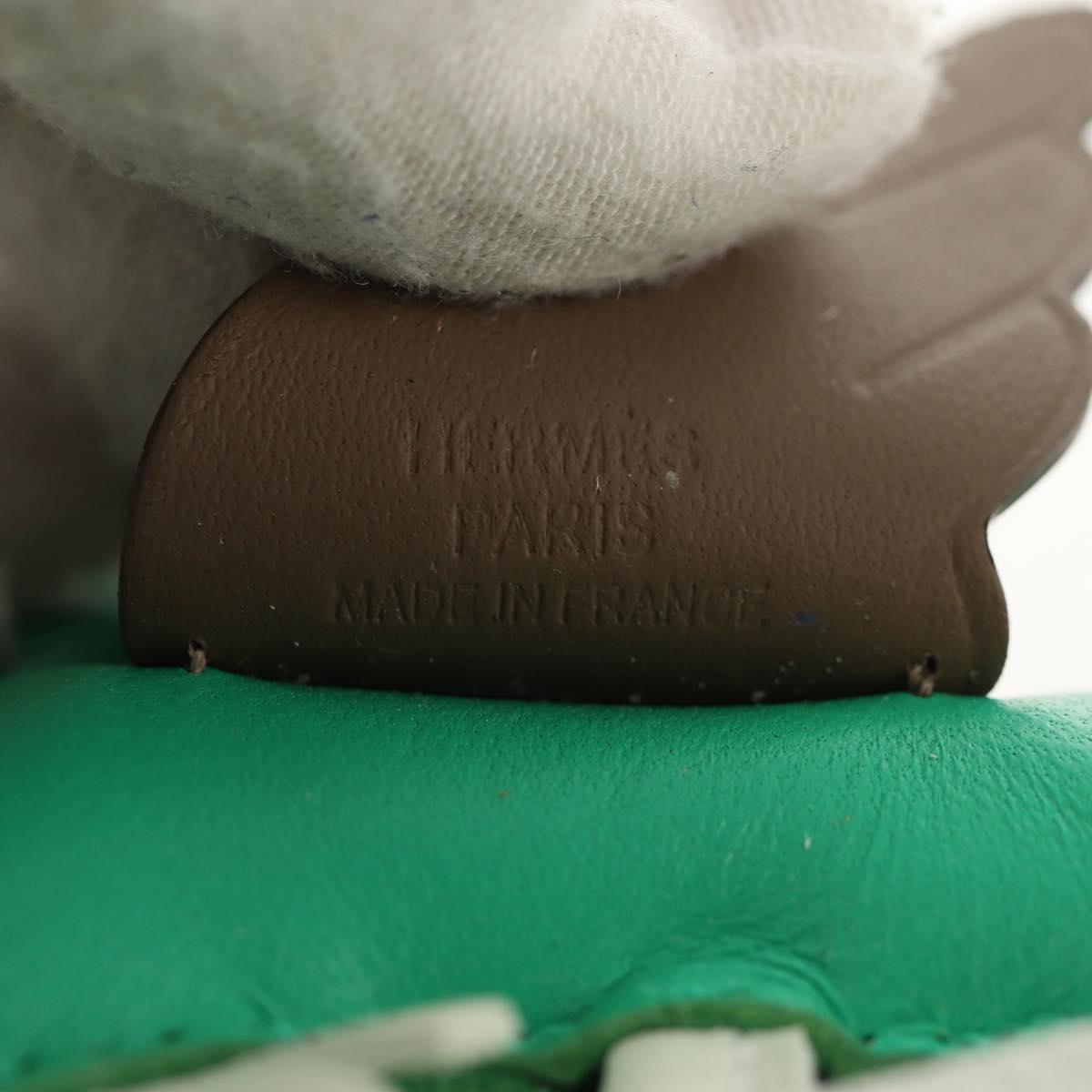 HERMES Rodeo PM Charm Leather Green Brown Auth BA8097M