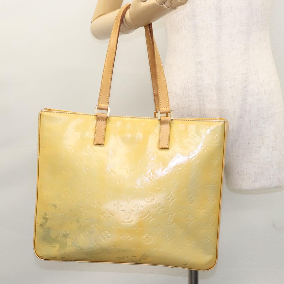 LOUIS VUITTON Monogram Vernis Columbus Tote Bag Gris M91028 LV Auth BA812