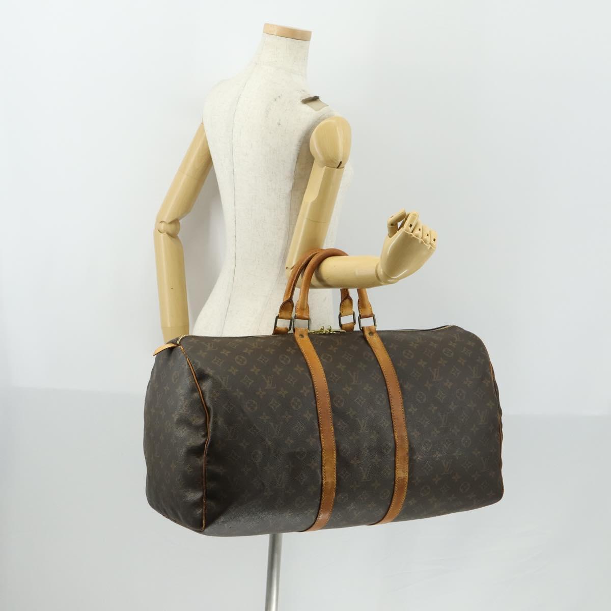 LOUIS VUITTON Monogram Keepall 55 Boston Bag M41424 LV Auth BA8135