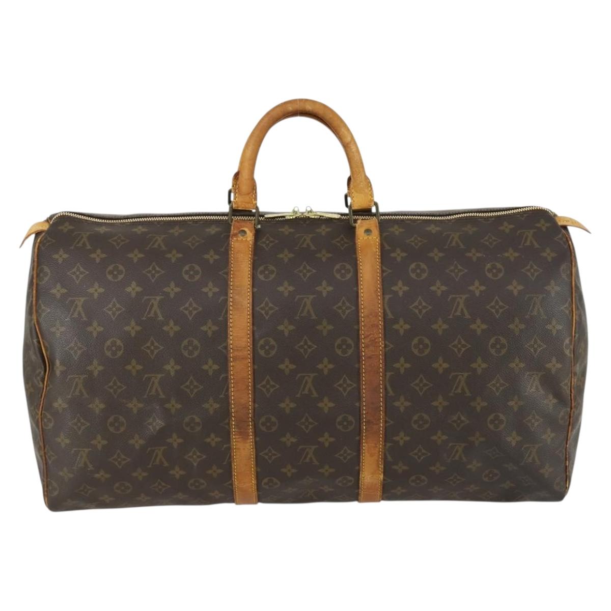LOUIS VUITTON Monogram Keepall 55 Boston Bag M41424 LV Auth BA8135