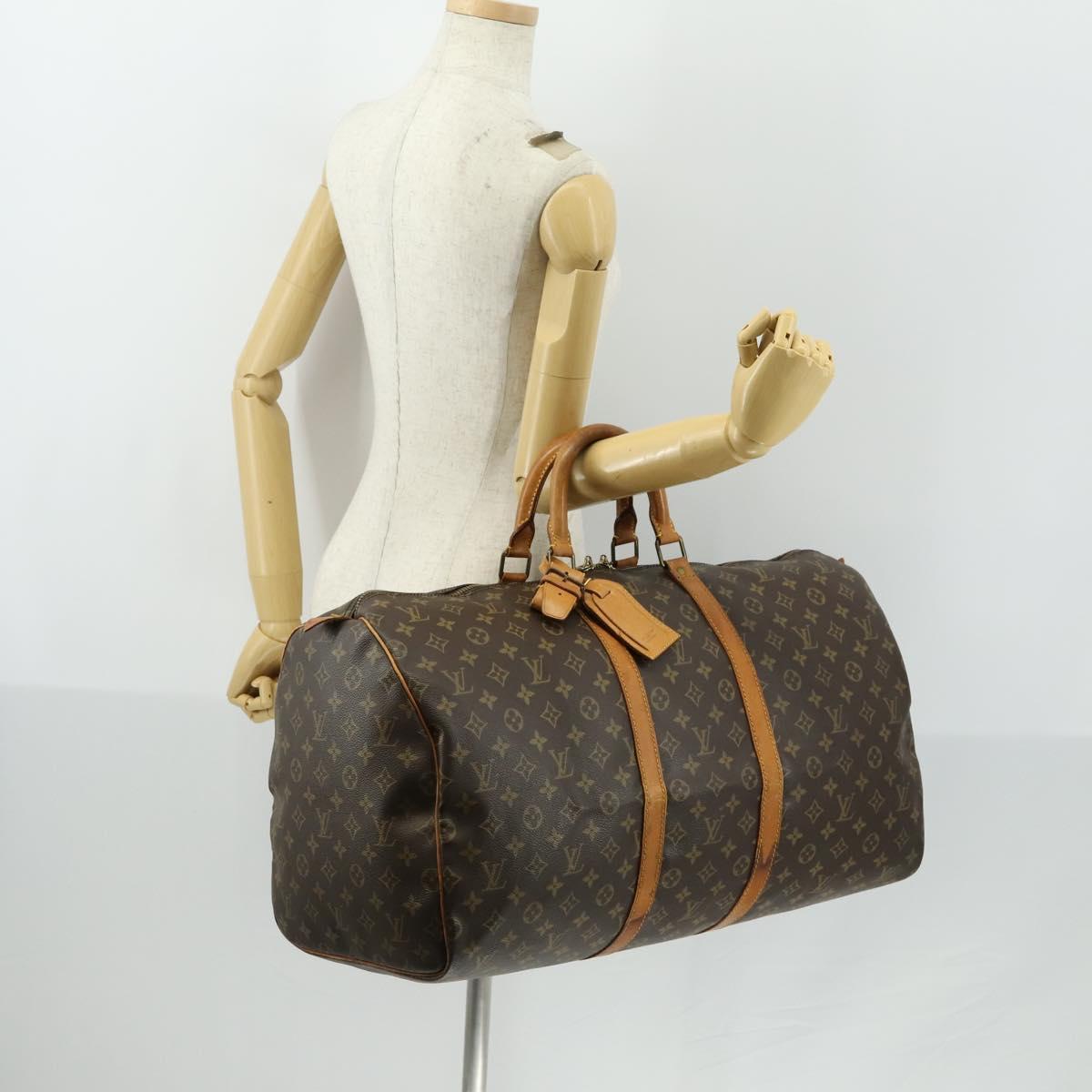 LOUIS VUITTON Monogram Keepall 55 Boston Bag M41424 LV Auth BA8136
