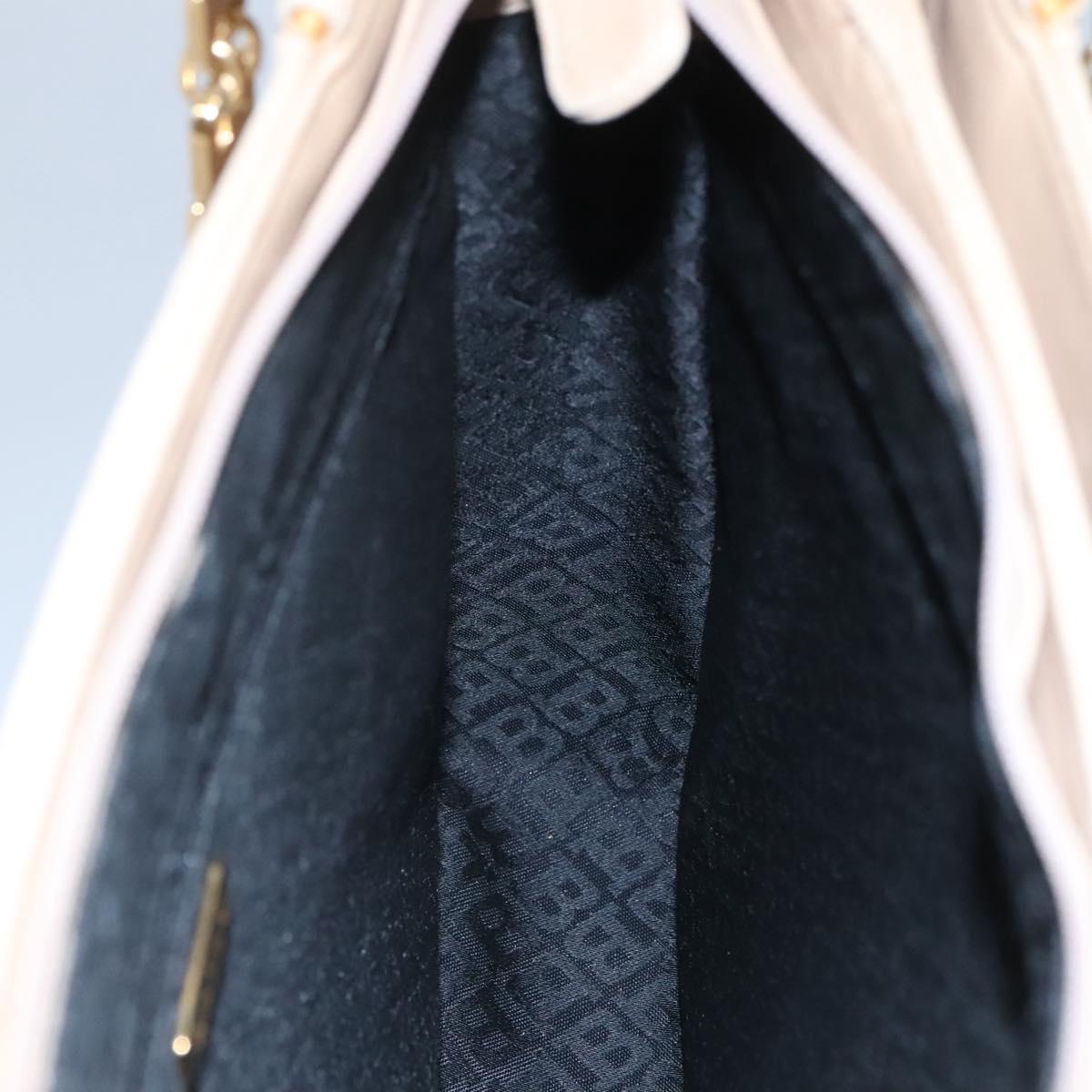 BALLY Quilted Shoulder Bag Leather Beige Gold Auth BA814