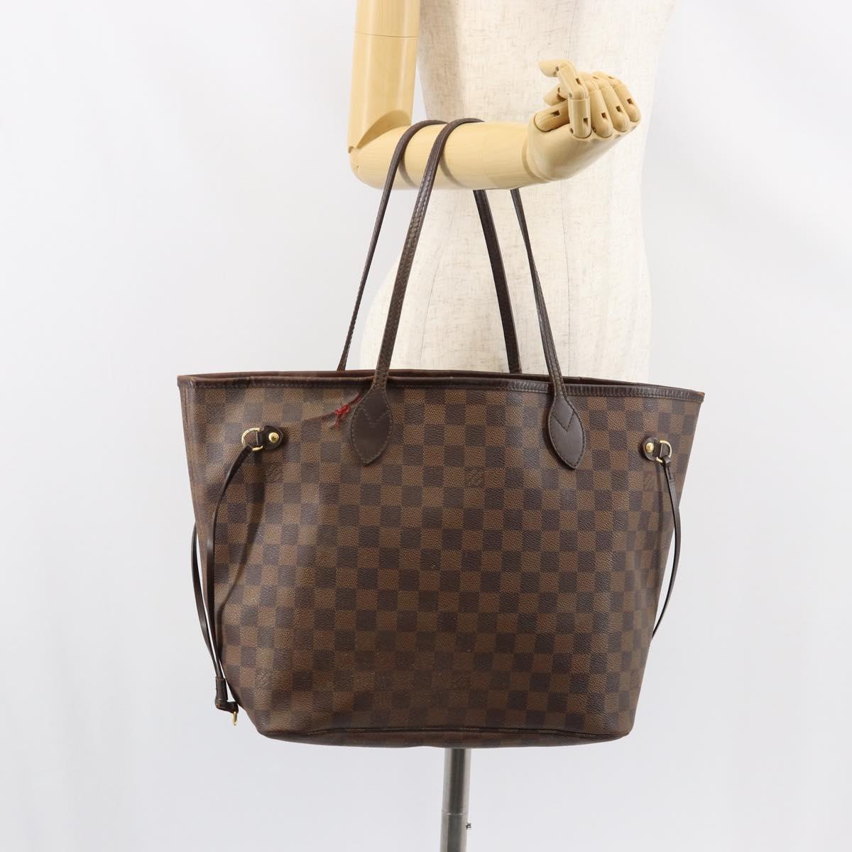 LOUIS VUITTON Damier Ebene Neverfull MM Tote Bag N51105 LV Auth BA8149
