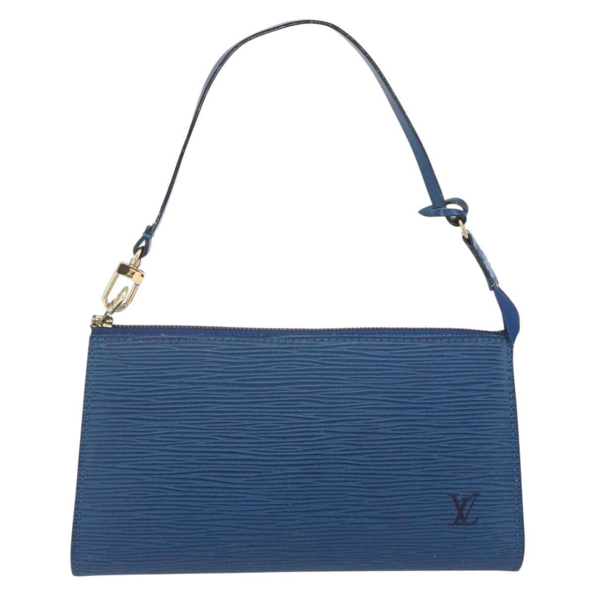 LOUIS VUITTON Epi Pochette Accessoires Pouch Blue M52985 LV Auth BA8155
