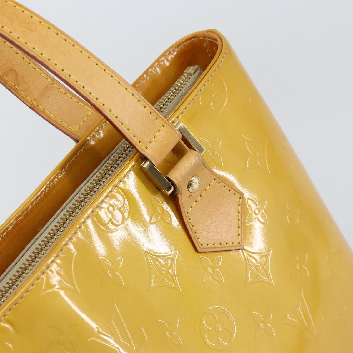 LOUIS VUITTON Monogram Vernis Houston Hand Bag Beige M91004 LV Auth BA8162