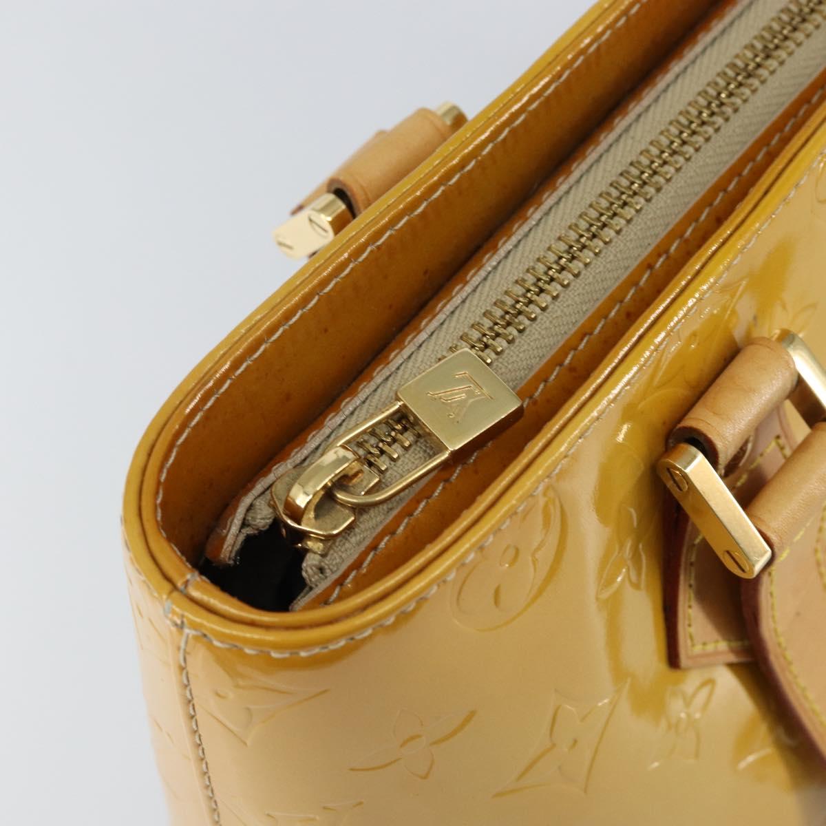 LOUIS VUITTON Monogram Vernis Houston Hand Bag Beige M91004 LV Auth BA8162