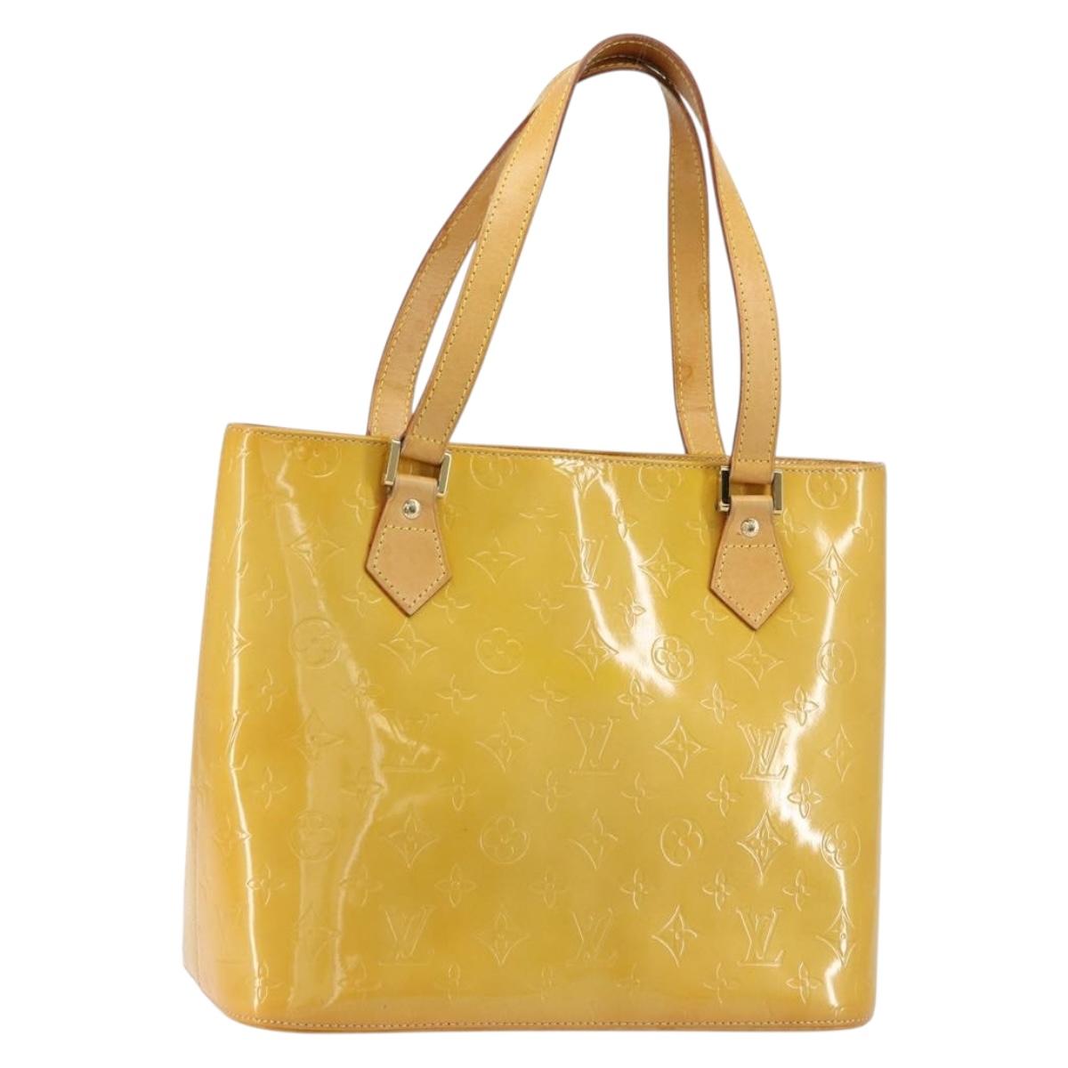 LOUIS VUITTON Monogram Vernis Houston Hand Bag Beige M91004 LV Auth BA8162