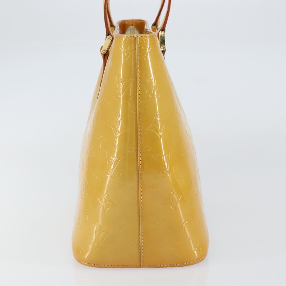 LOUIS VUITTON Monogram Vernis Houston Hand Bag Beige M91004 LV Auth BA8162