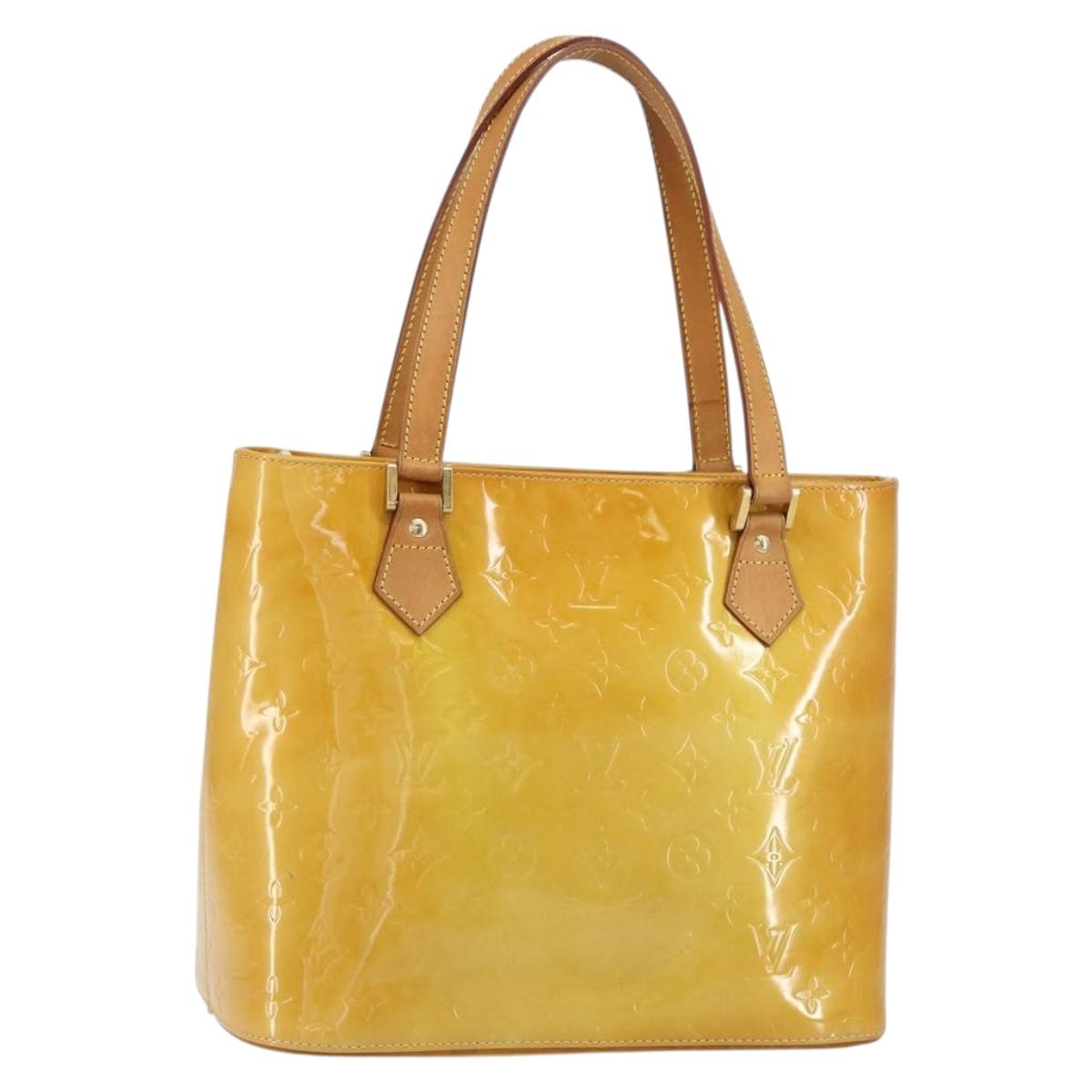 LOUIS VUITTON Monogram Vernis Houston Hand Bag Beige M91004 LV Auth BA8163
