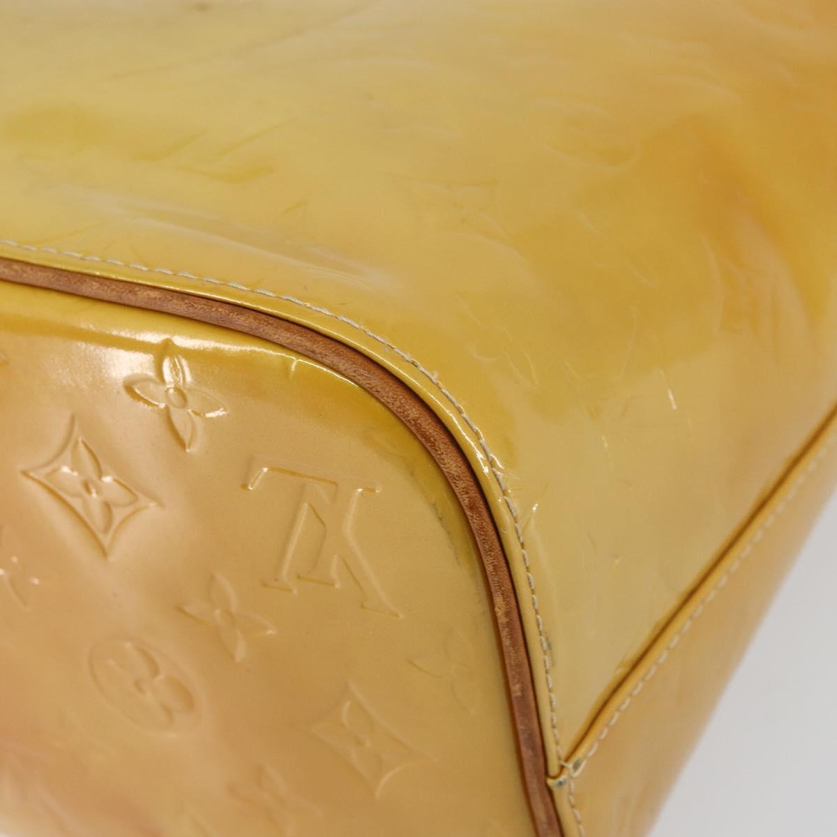 LOUIS VUITTON Monogram Vernis Houston Hand Bag Beige M91004 LV Auth BA8163