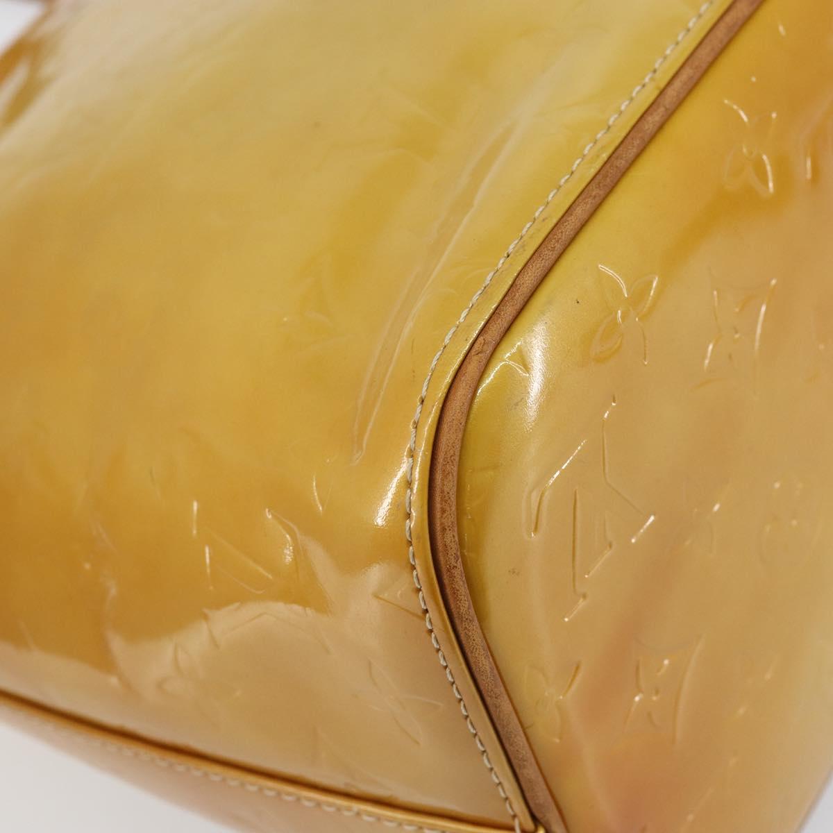 LOUIS VUITTON Monogram Vernis Houston Hand Bag Beige M91004 LV Auth BA8163