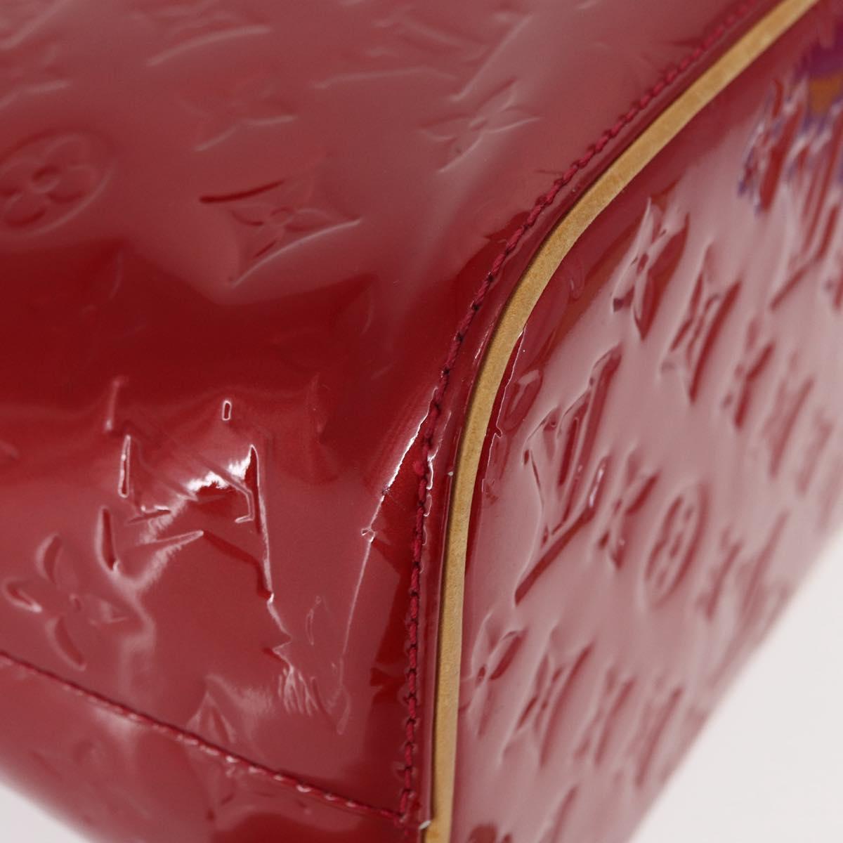 LOUIS VUITTON Monogram Vernis Houston Hand Bag Pomme D'amour M91385 Auth BA8164