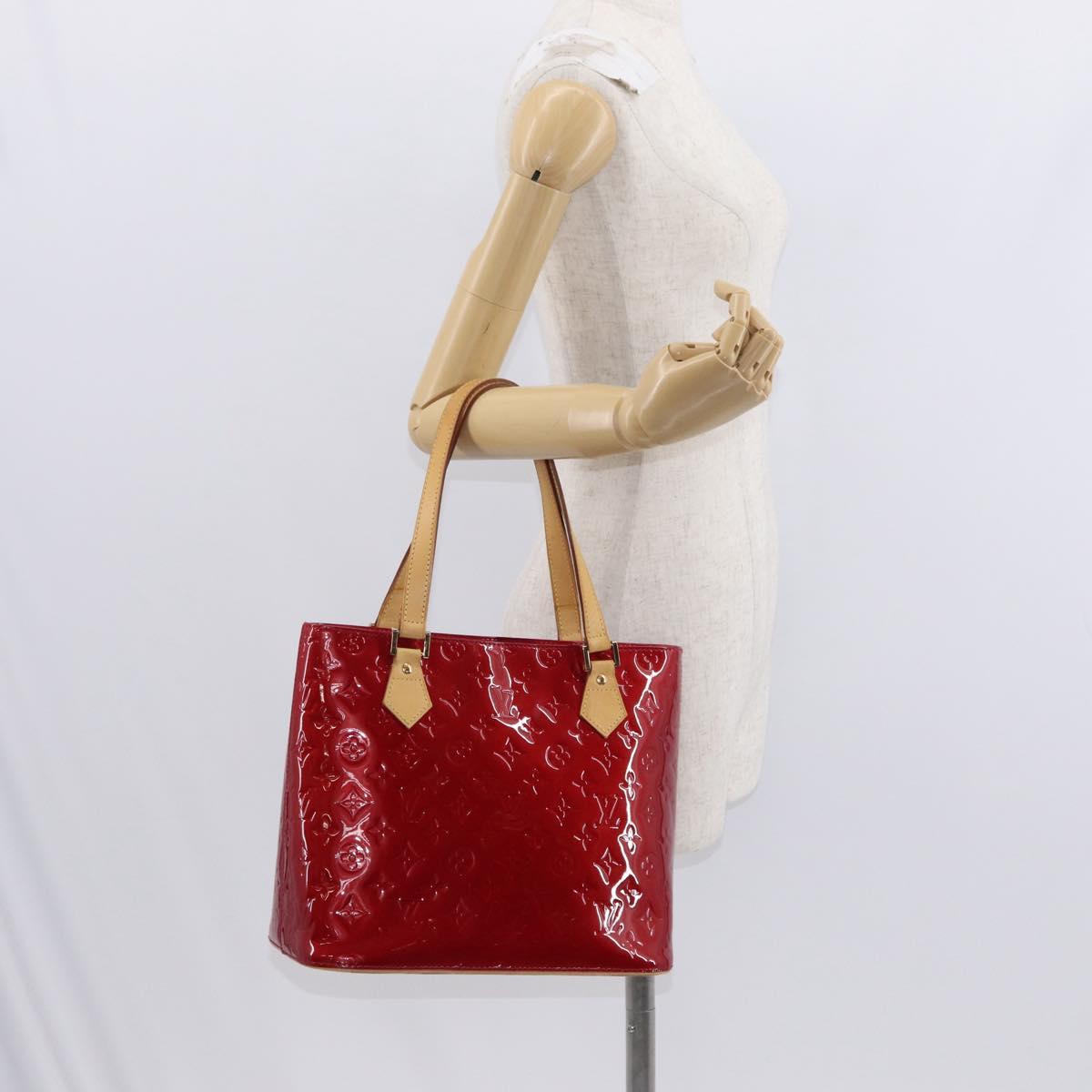 LOUIS VUITTON Monogram Vernis Houston Hand Bag Pomme D'amour M91385 Auth BA8164