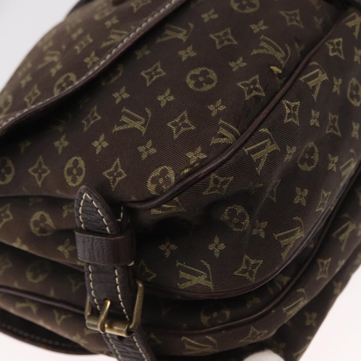LOUIS VUITTON Monogram Mini Lin Saumur PM Shoulder Bag Brown M95227 Auth BA8167