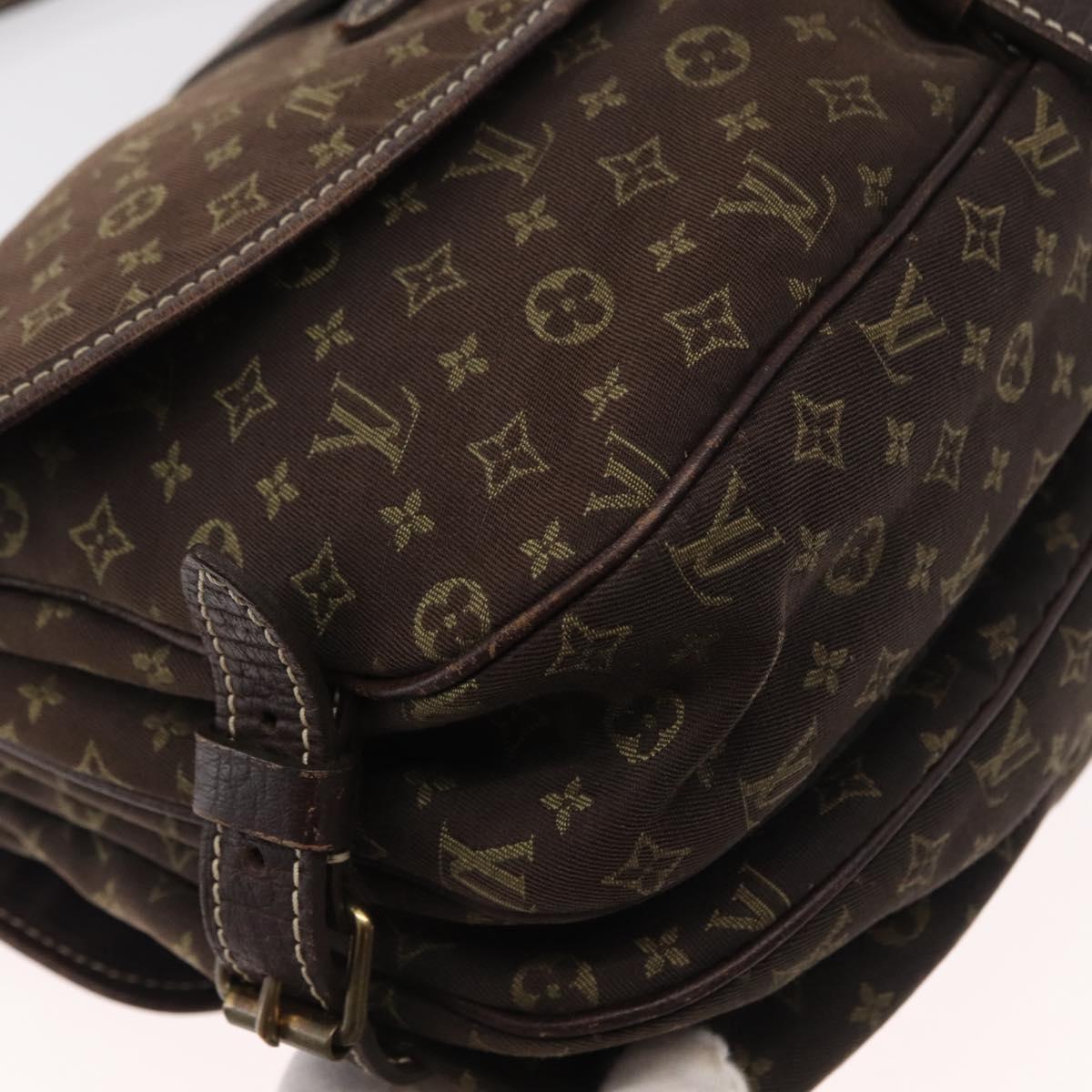 LOUIS VUITTON Monogram Mini Lin Saumur PM Shoulder Bag Brown M95227 Auth BA8167
