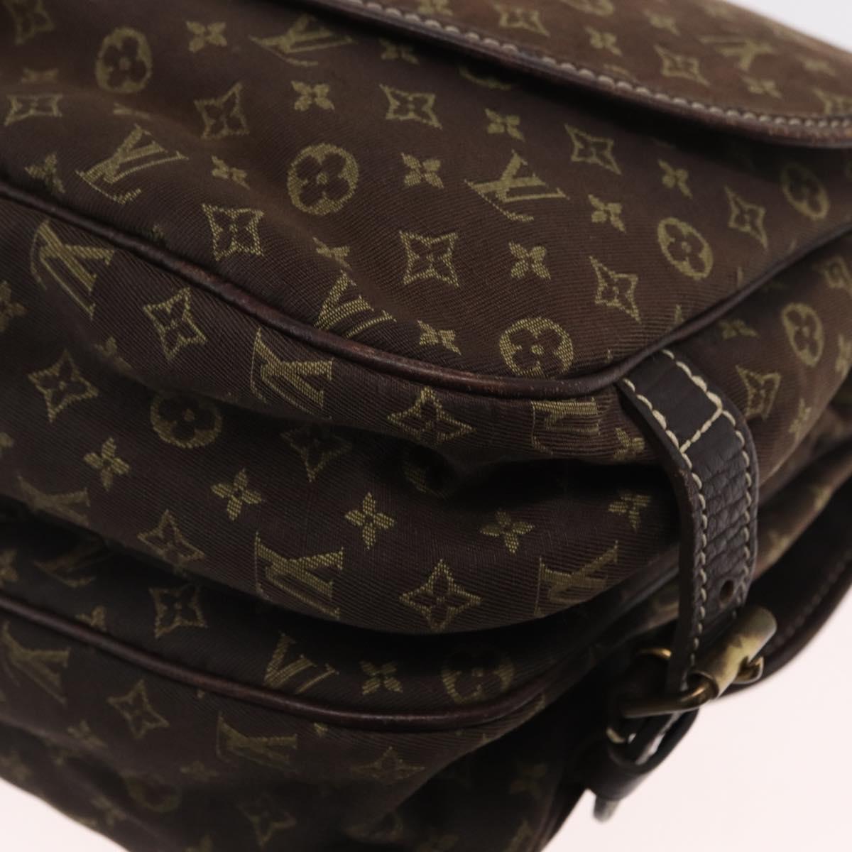 LOUIS VUITTON Monogram Mini Lin Saumur PM Shoulder Bag Brown M95227 Auth BA8167